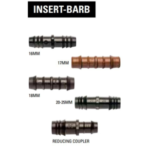 Insert barb couplers 16mm, 17mm, 18mm, 20-25mm, reducing couplers by Netafim™