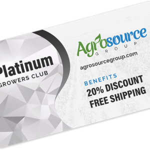 Platinum Growers Club card from Agrosource Group showing benefits of membership being a 20% discount and free shipping